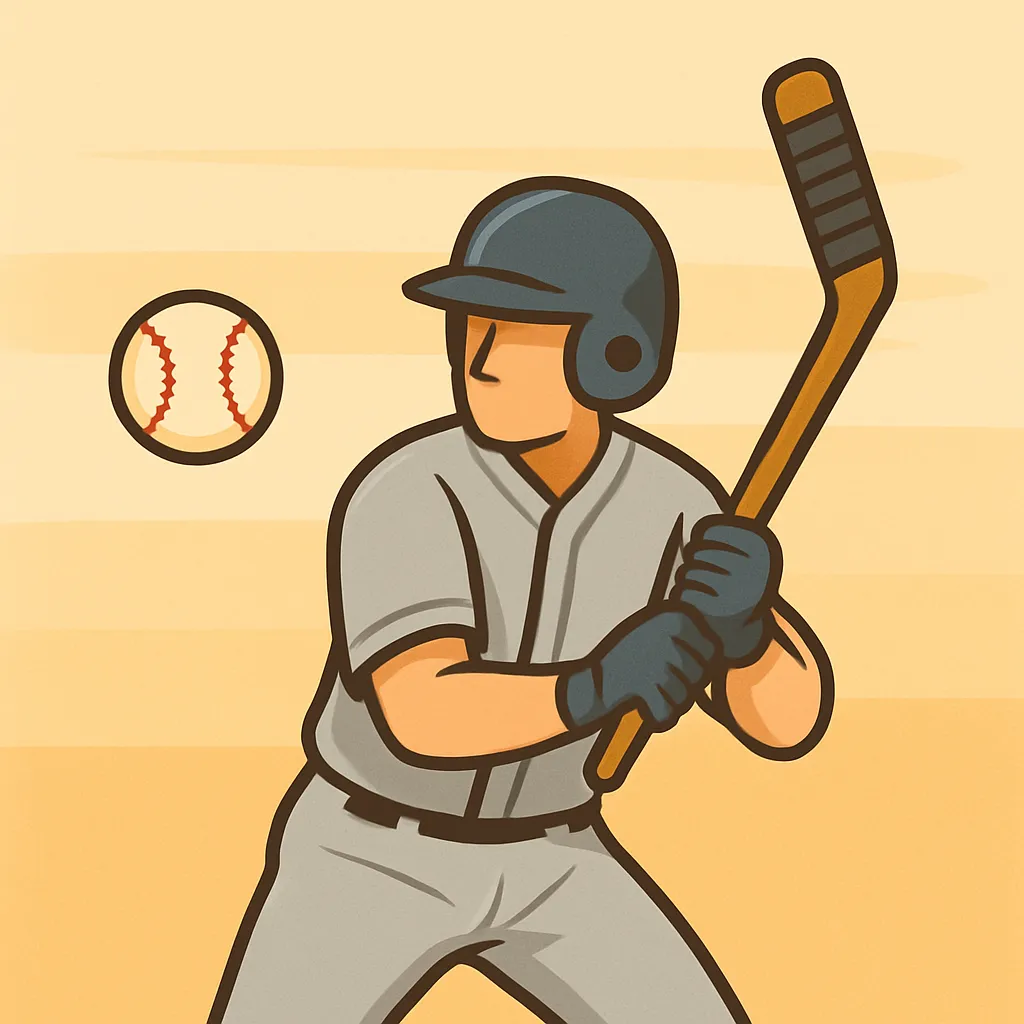 Baseball player with hockey stick analogy